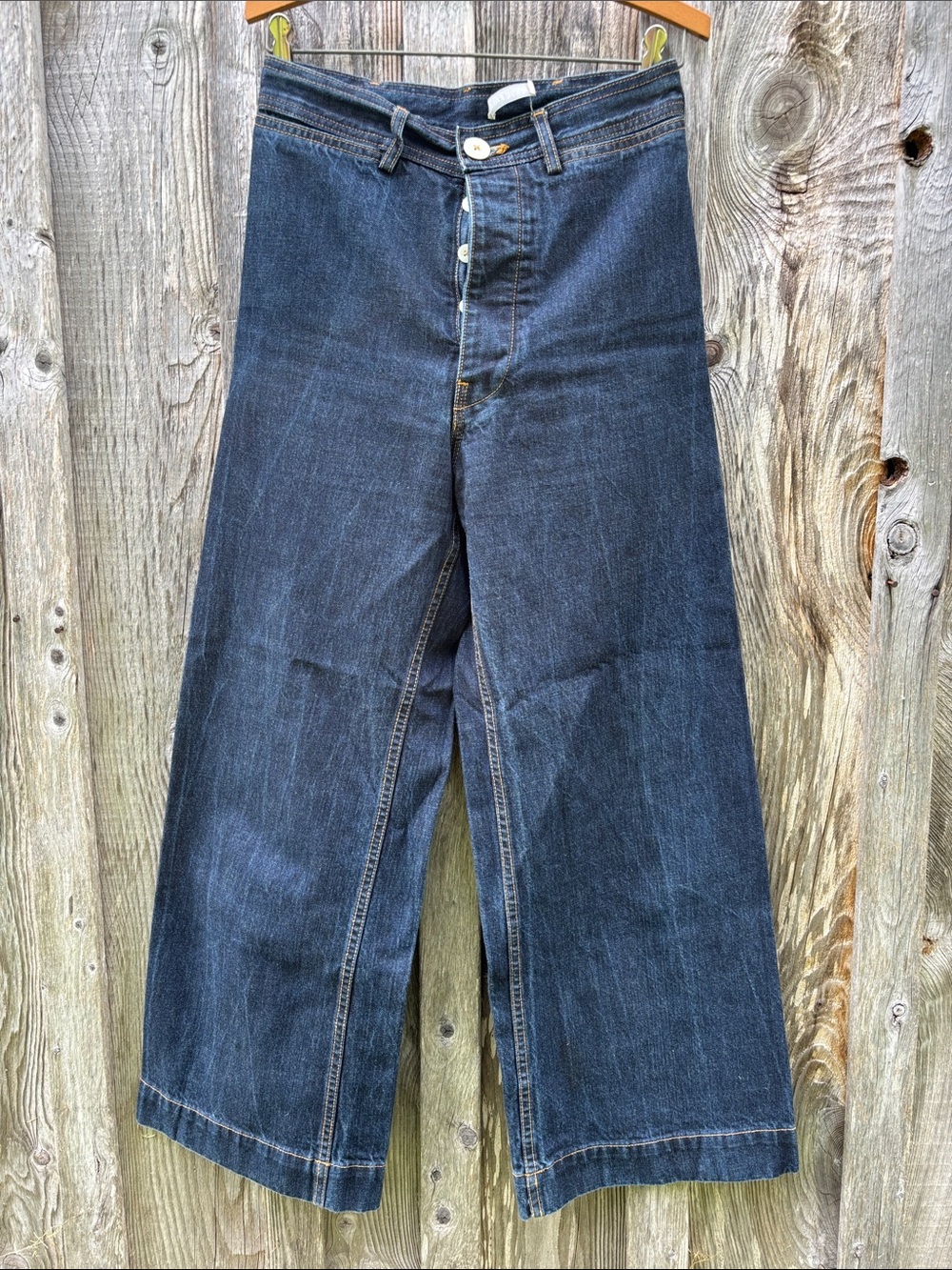 Jesse Kamm Japanese Denim Sailor Pants dark wash size 8